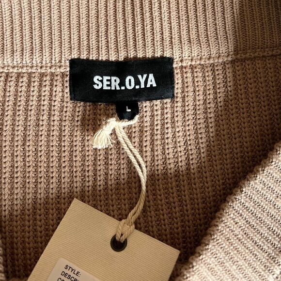 Ser.o.ya Seroya Alora Mini Skirt in Natural.Knit. Distressed. Size Large. NWT! - Picture 7 of 13